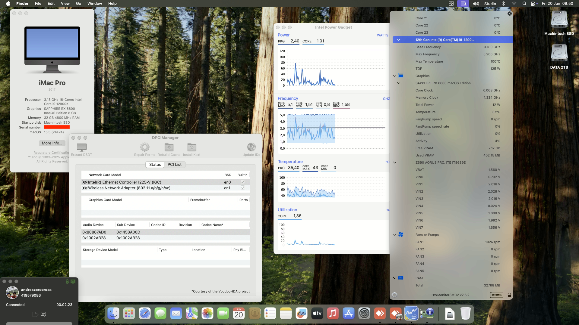 Success Hackintosh macOS Sequoia 15.5 Build 24F74 in Gigabyte Z690 Aorus Pro + Intel Core i9 12900K + Sapphire RX 6600